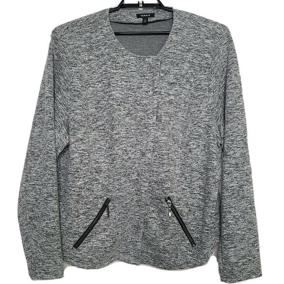 Torrid Gray Knit Zip Moto Jacket SZ 4 4X - Picture 3 of 10